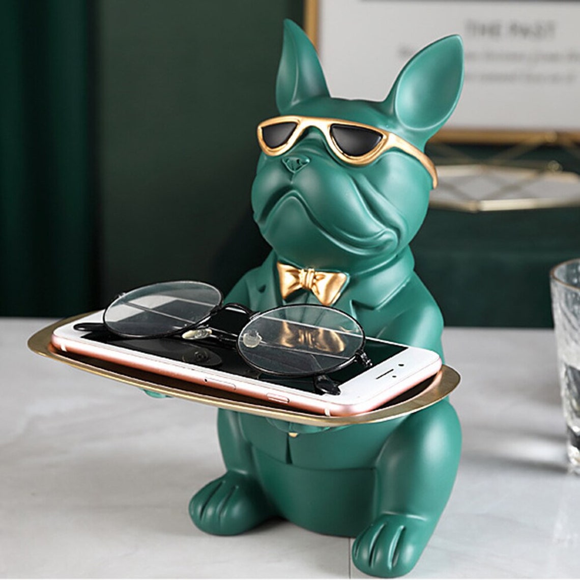 colorful bulldog statue