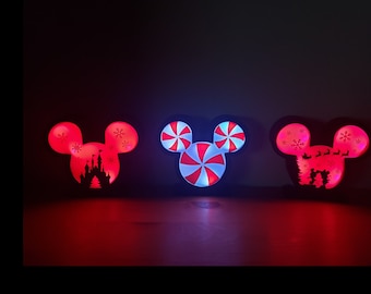 LED Mickey & Minnie Mouse Christmas Shelf Decoration; Mickey Christmas, Minnie Christmas; LED Mickey; Disney Christmas; Disney Shelf Sitter