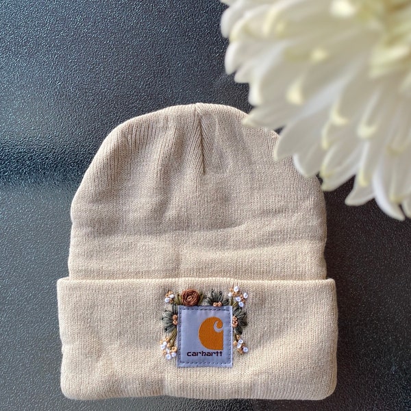 Custom Adult Floral Embroidered Beanie
