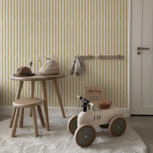 Vertical Mustard Stripe Wallpaper Peel and Stick - Neutral Tone Yellow Striped Renter Friendly Wallpaper, Modern Aesthetic Farmhouse Design