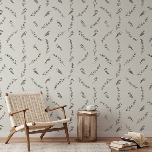 Peel and Stick Wallpaper Boho Wallpaper Beige Wallpaper Floral Etsy