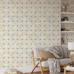 Peel and Stick Wallpaper Boho Wallpaper  Mural Wallpaper Simple Wallpaper Modern Wallpaper Yellow Wallpaper