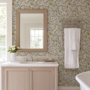 Dusty Green Olive Tree Wallpaper Peel and Stick - Modern Mediterranean Self Adhesive Wallpaper,Olive Branch Farmhouse Accent Wall Design