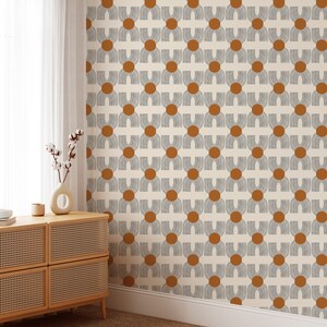 Minimalist Peel and Stick Wallpaper Contemporary Geometric Art Deco Wall Mural Unique Wallpaper Scandinavian Wall Hanging Renters Wallpaper Image 4