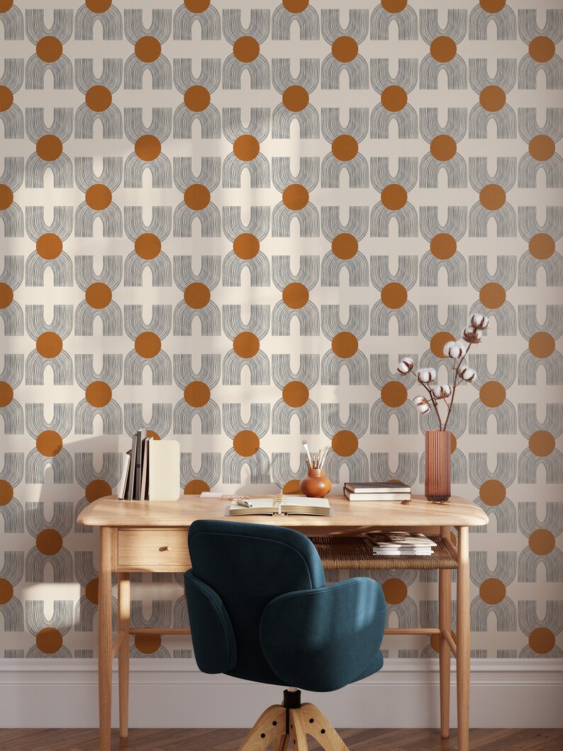 Minimalist Peel and Stick Wallpaper Contemporary Geometric Art Deco Wall Mural Unique Wallpaper Scandinavian Wall Hanging Renters Wallpaper Image 7