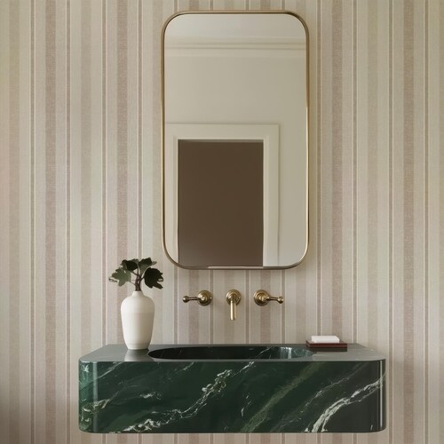 Cream Pinstripes Self Adhesive Wallpaper - Vintage Beige Stripes Temporary Wall Covering for Renters, Neutral Classic Accent Wall Decor E303