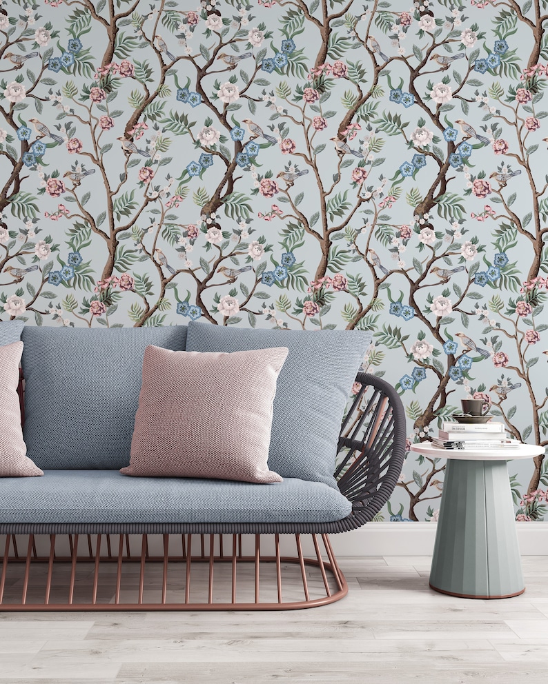 Removable Wallpaper Chinoiserie Peel and Stick Wallpaper Wall Etsy