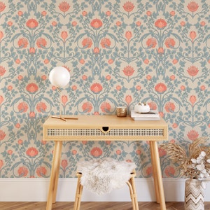 William Morris Vintage Peel and Stick Wallpaper Mural - Victorian Botanical Renters Temporary Wallpaper EW247