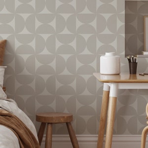 Modern Bold Abstract Removable Wallpaper - Gray Minimalist Geometric Luxury Self Adhesive Wallpaper-Gray Monochrome Wallpaper EZW142
