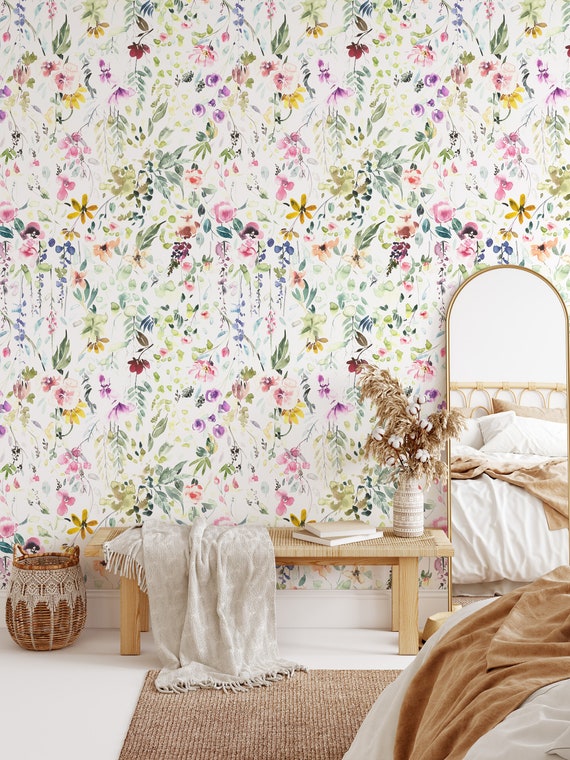 Vintage Art Wallpaper, Watercolor Tree Wall Mural, Self Adhesive, Peel And Stick, Removable Or Regular Wallpaper #797
