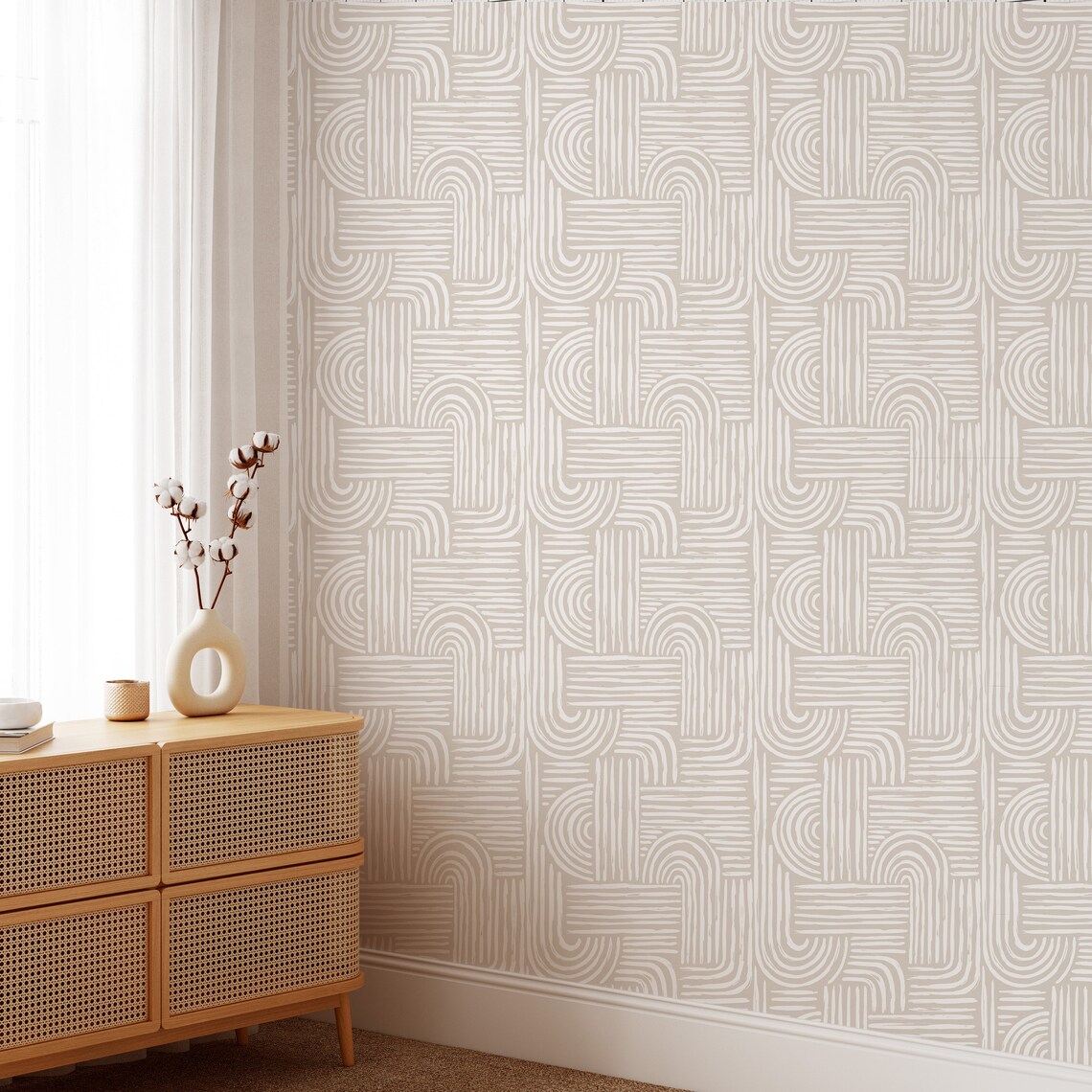 Peel and Stick Wallpaper Boho Terra Cotta Wallpaper - Etsy
