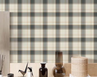 Classic Gingham Self Adhesive Wallpaper - Modern Plaid Tartan Peel and Stick Accent Wallpaper for Renters, Minimalist Wall Covering EZW55