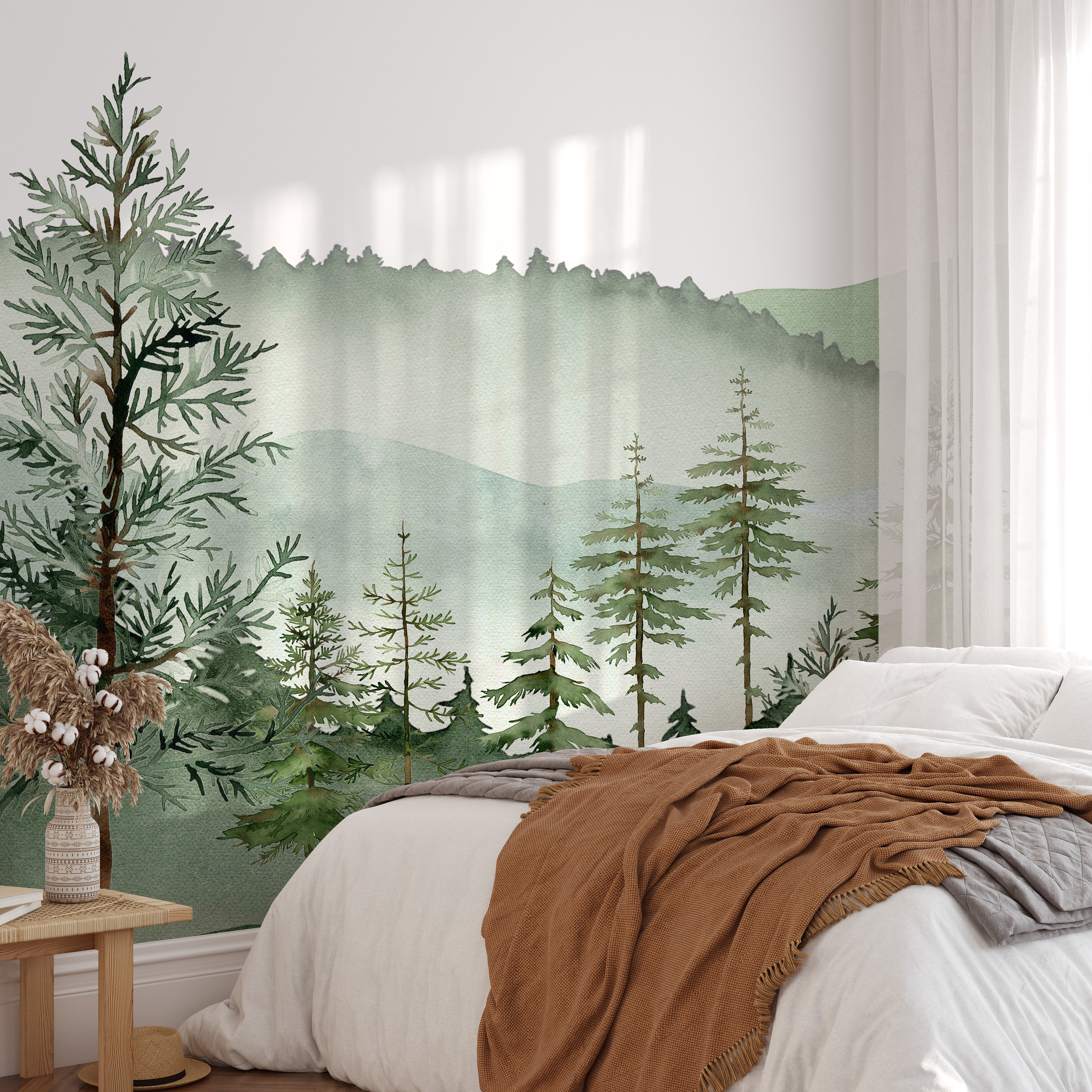 Pine Tree Wallpaper Forest Kids Wallpaper Forest Wall Mural Peel and ...