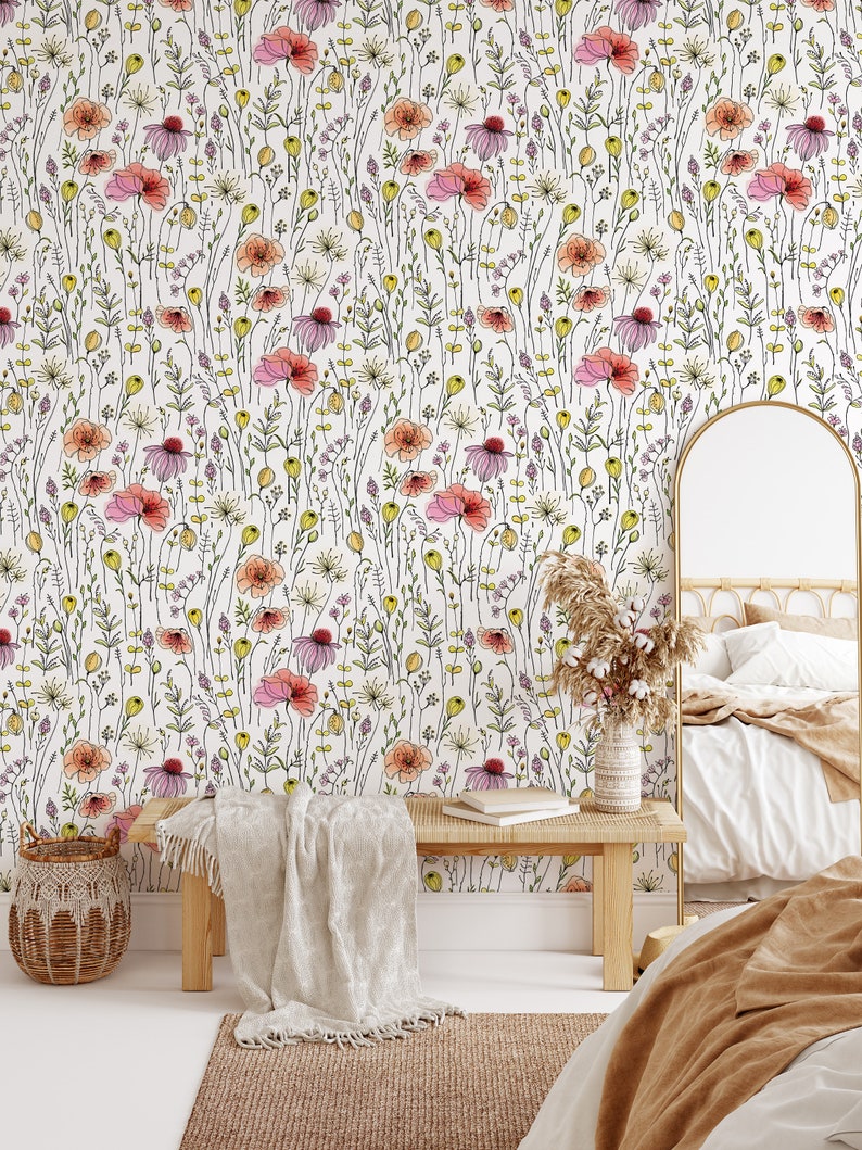 Peel and Stick Wallpaper Wild Garden Removable Wallpaper - Etsy