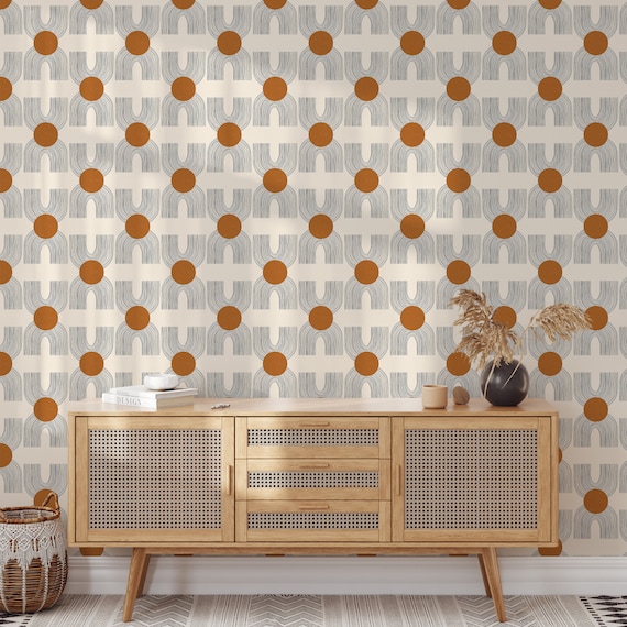 Minimalist Peel and Stick Wallpaper Contemporary Prints Geometric Art Deco Wall Mural Unique Wallpaper Scandinavian Wall Renters Wallpaper
