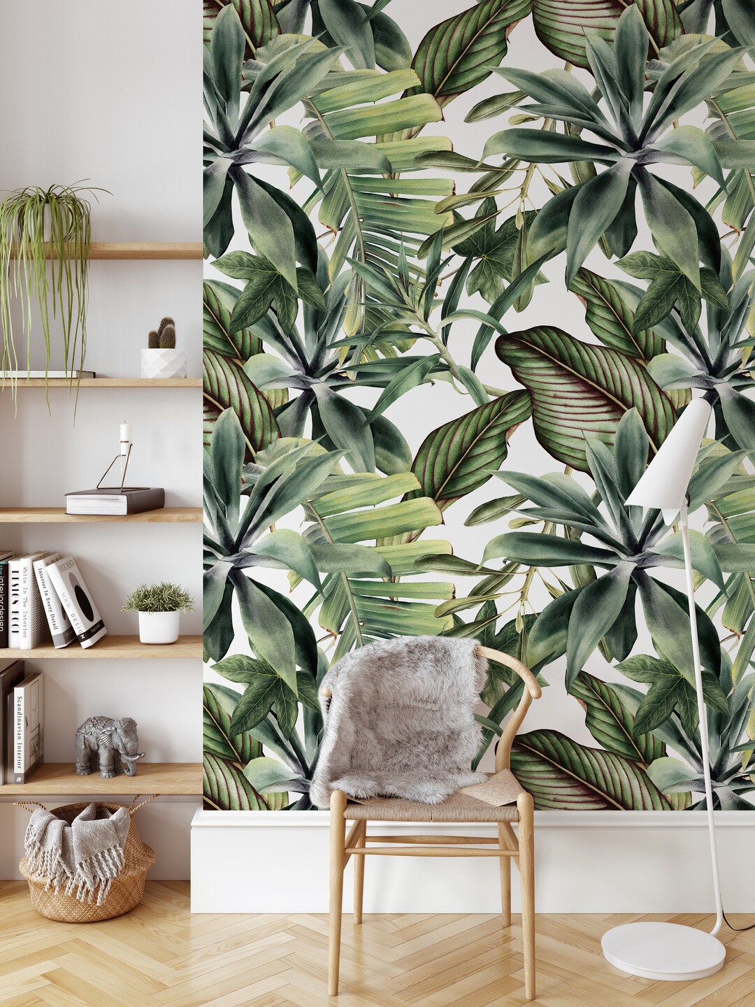 Removable Wallpaper Leaf Wallpaper Floral Peel and Stick - Etsy