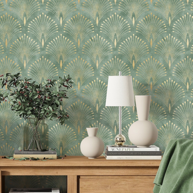 Green Geometric Wallpaper - Etsy