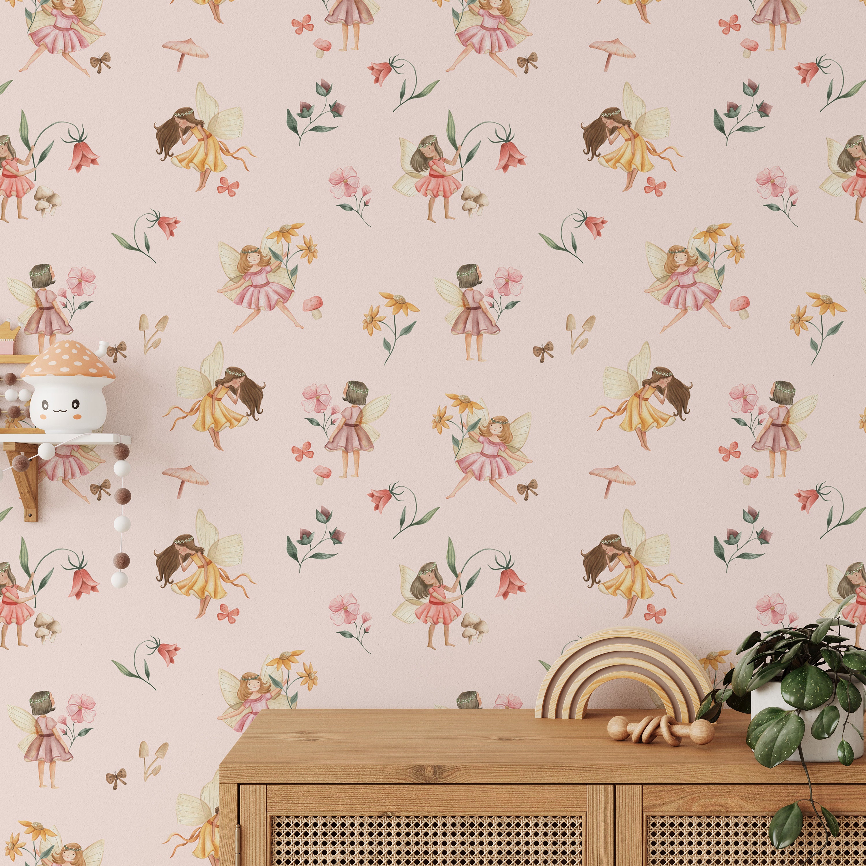 Peel and Stick Wallpaper Girls Room Nursery Wall Decor Watercolor ...