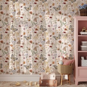 Butterfly Peel and Stick Wallpaper Floral Wall Mural Unique Wallpaper ...