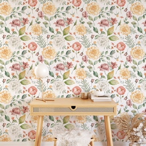 Peel and Stick Wallpaper Floral Watercolor Flowers Wallpaper Floral ...