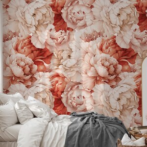 Wallpaper Peel and Stick Peony Nursery Wallpaper Peony Wall Mural Big ...