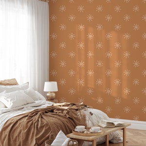 Peel and Stick Wallpaper Boho Large Scale Mural Whimsical Terracotta Wallpaper Modern Wallpaper Nursery Wallpaper