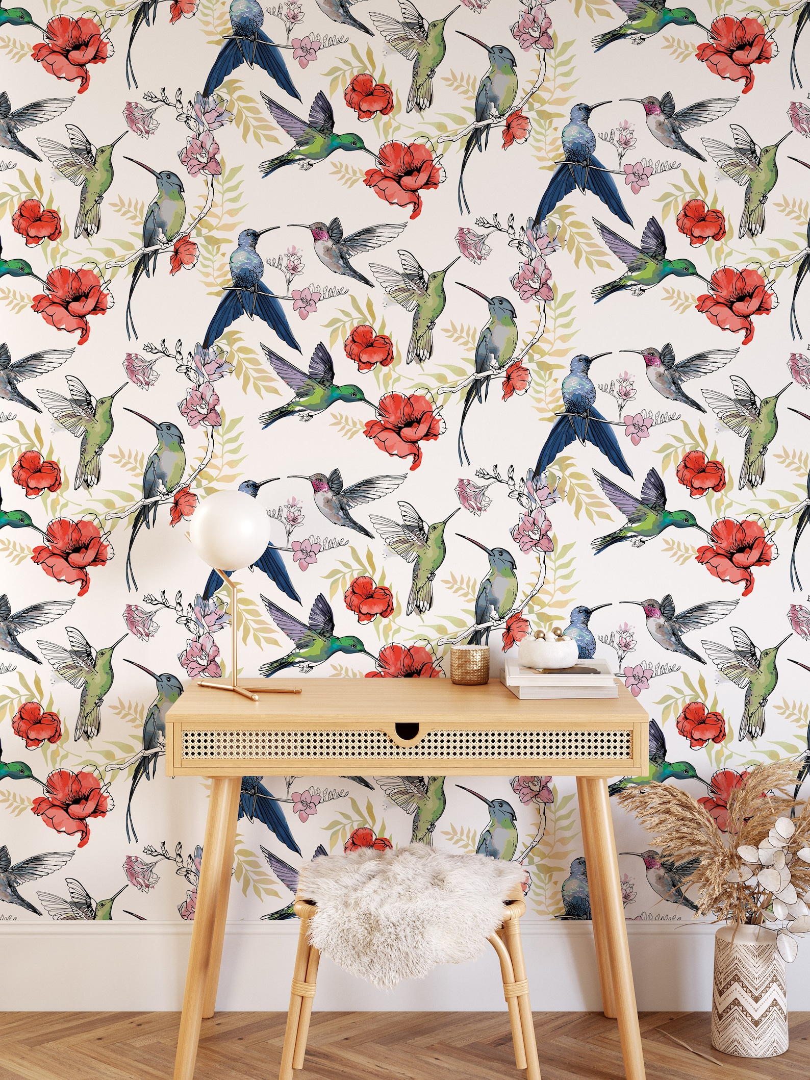 Removable Wallpaper Hummingbird Decor Peel and Stick Wallpaper - Etsy