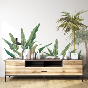 Tropical Wallpaper Palm Tree Peel and Stick Wallpaper Mural Jungle Wallpaper Plants Palm Tree Leaf