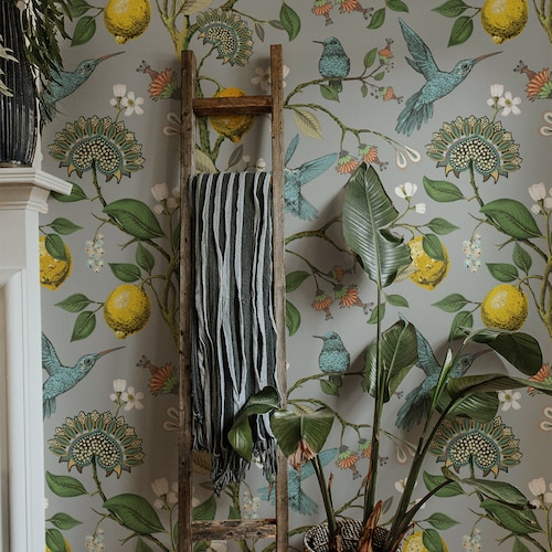 Vintage Lemons Peel and Stick Wallpaper Removable Tropical Etsy