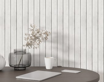 Wooden Realistic Neutral Shiplap Self Adhesive Wallpaper - Horizontal Textured Shiplap Peel and Stick Temporary Wallpaper for Renters EZW245