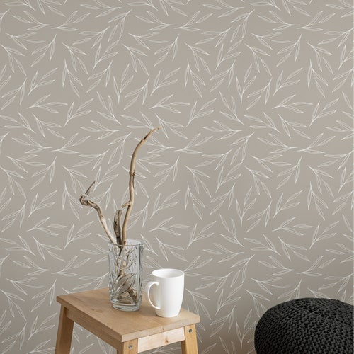 Botanical Wallpaper Neutral Wallpaper Removable Wallpaper Etsy