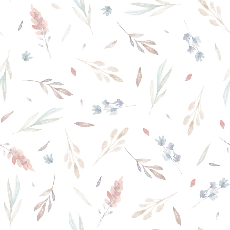 Removable Wallpaper Floral Peel and Stick Wallpaper - Spring Wallpaper Hand Drawn Baby Room Wallpaper Watercolor Wallpaper Boho EZW229 immagine 2