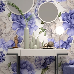 Removable Wallpaper Floral Mural Peel and Stick Wallpaper Giant Watercolor Peony Flowers Wallpaper Mural Baby Room Wallpaper