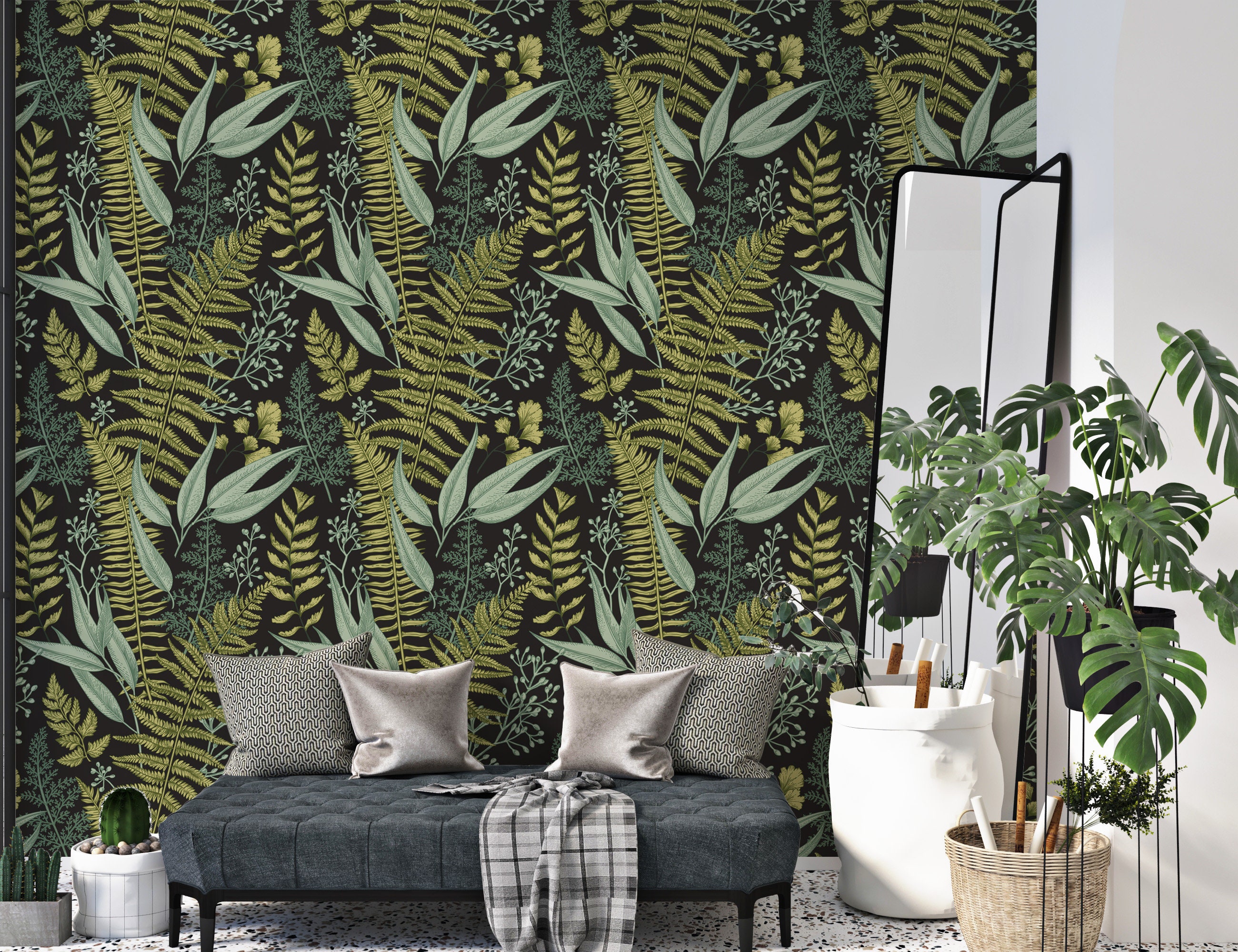 Botanical Greenery Peel and Stick Wallpaper Removable - Etsy