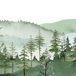 Pine Tree Wallpaper Forest Kids Wallpaper Forest Wall Mural Peel and Stick Mural Image 5