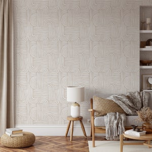 Peel and Stick Wallpaper Boho Terra Cotta Wallpaper Scandinavian Minimal Renters Wallpaper Boho Wallpaper Designer Wallpaper