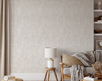 Peel and Stick Wallpaper Boho Terra Cotta Wallpaper Scandinavian Minimal Renters Wallpaper Boho Wallpaper Designer Wallpaper