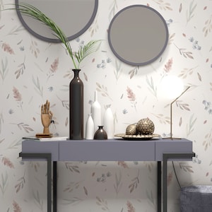 Removable Wallpaper Floral Peel and Stick Wallpaper - Spring Wallpaper Hand Drawn Baby Room Wallpaper Watercolor Wallpaper Boho EZW229