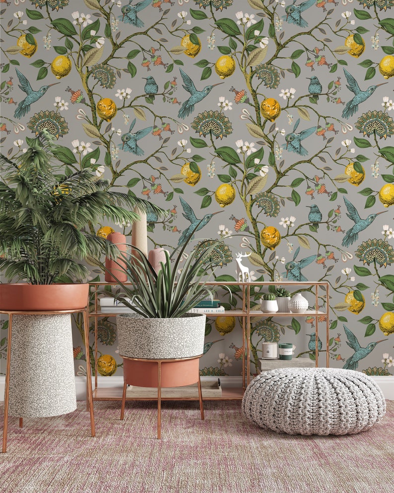 Removable Wallpaper Vintage Lemons Peel and Stick Wallpaper - Etsy