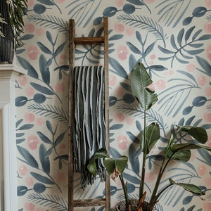Removable Wallpaper Floral Peel and Stick Wallpaper Wall Mural Spring Wallpaper Hand Drawn Baby Room Wallpaper Watercolor Wallpaper