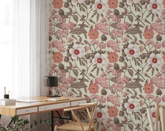 Wallpaper Floral Removable Wallpaper Peel Stick Wallpaper Adhesive Wallpaper Floral Wallpaper Flower Wallpaper Modern Minimal Wallpaper