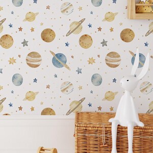 Celestial Moon and Stars Peel and Stick Vinyl Wallpaper - Whimsical ...