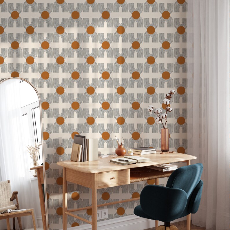 Minimalist Peel and Stick Wallpaper Contemporary Geometric Art Deco Wall Mural Unique Wallpaper Scandinavian Wall 8
