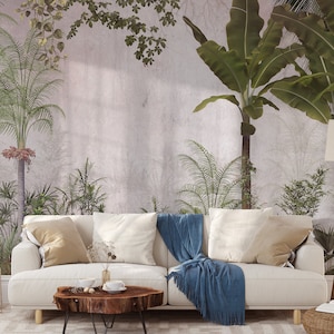 Peel and Stick Wallpaper Palm Tree Large Scale Mural Nature Custom Wallpaper Palm Tree Wall Decor Jungle Removable Wallpaper