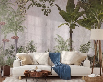 Peel and Stick Wallpaper Palm Tree Large Scale Mural Nature Custom Wallpaper Palm Tree Wall Decor Jungle Removable Wallpaper