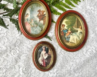 Set of 3 1960’s Italian Florentine Aged Oval Mini Decor