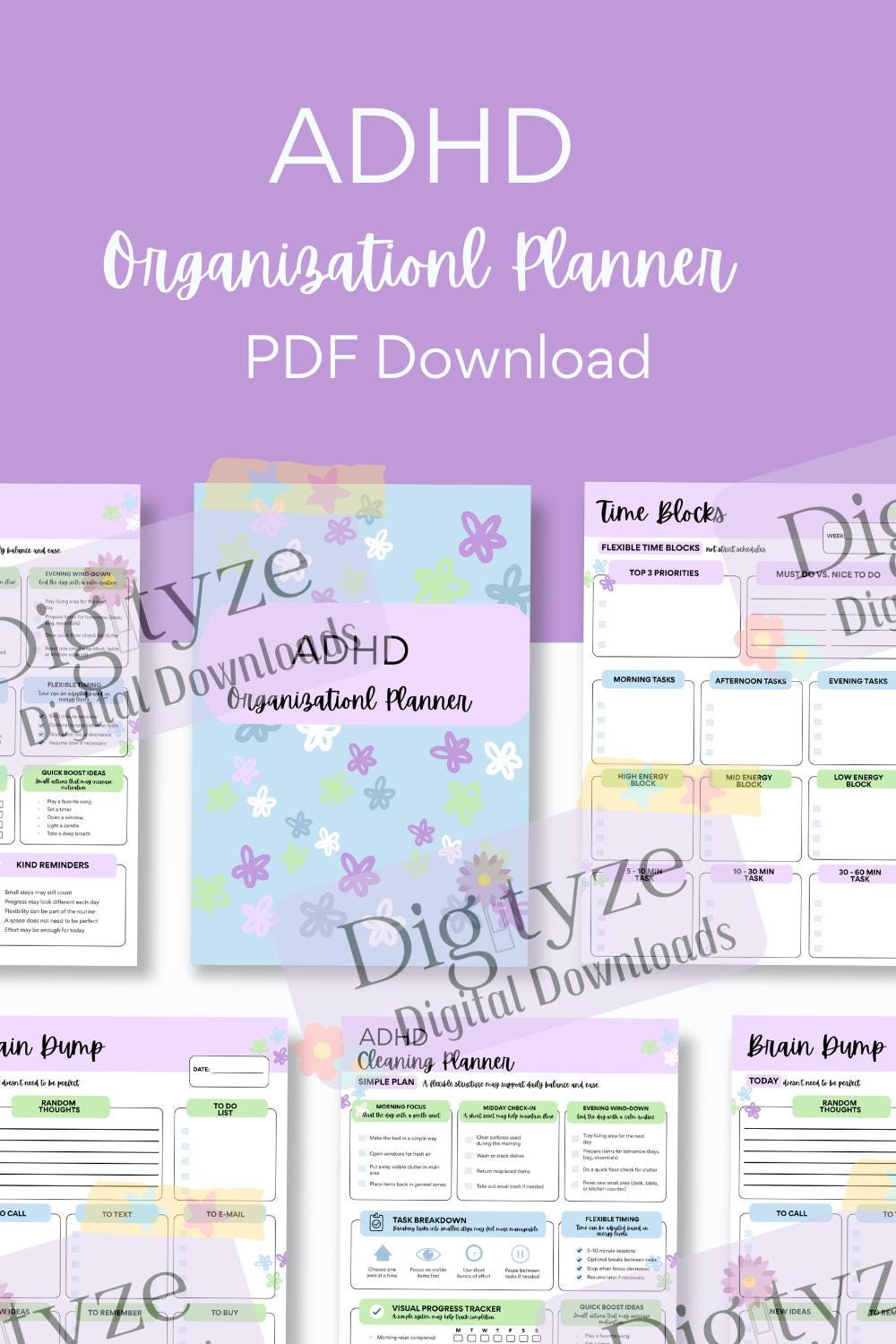 ADHD Daily Planner Printable | Gentle Productivity Planner | Executive ...