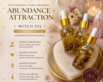 Abundance + Attraction Häxolja | 30 ml Droppflaska | Handgjord ritualblandning