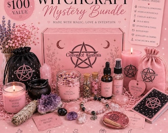 100 Dollar Mystery Witchcraft Box | Handmade Spiritual Bundle, Tarot Reading, Crystals, Oils