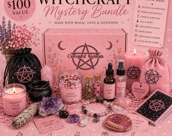 Caja misteriosa de brujería de 100 dólares / Paquete espiritual hecho a mano, lectura de tarot, cristales, aceites
